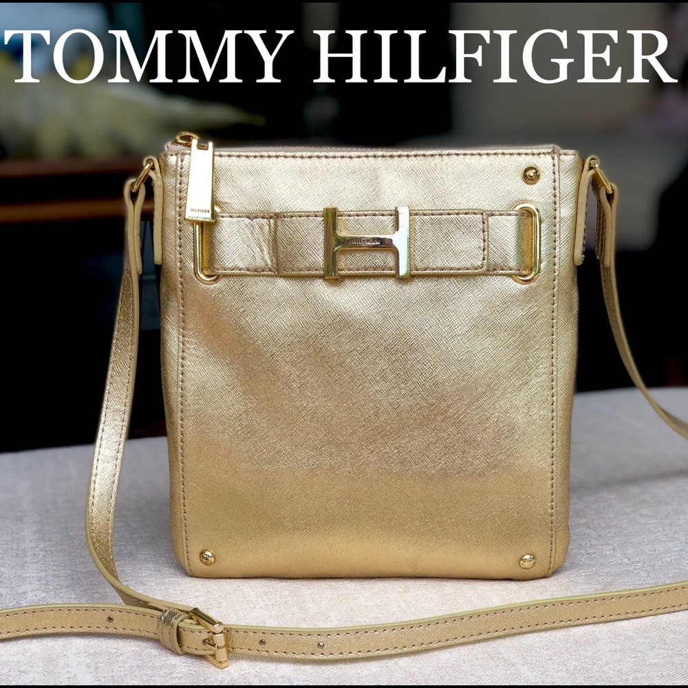TOMMY HILFIGER Leather crossbody GOLD